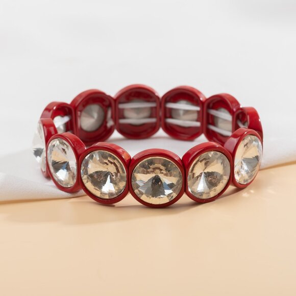 NEW Roxanne Assoulin Hip Hop But Not Gold Red Clear Crystal Bracelet - Picture 1 of 3
